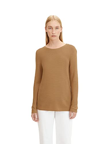 TOM TAILOR Damen Basic Strickpullover aus Bio-Baumwolle, 27841 - Soft Light Camel, XL von TOM TAILOR