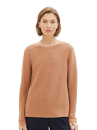 TOM TAILOR Damen Basic Strickpullover aus Bio-Baumwolle, 32171 - Blush Mahogany, XXXL von TOM TAILOR