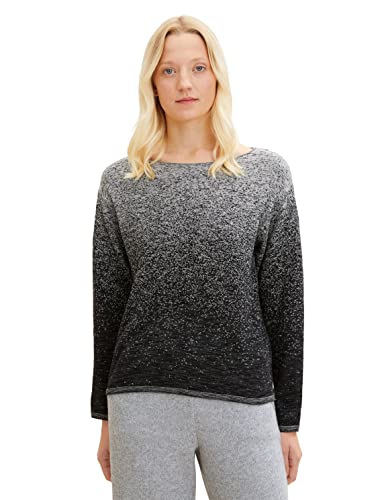 TOM TAILOR Damen 1034066 Basic Strickpullover mit Farbverlauf, 30814 - Black Grey Degrade Design, XXL von TOM TAILOR