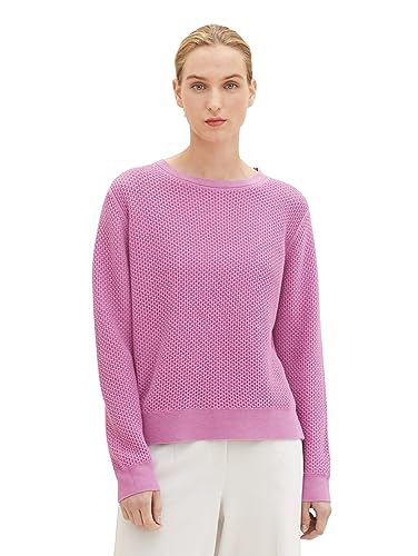 TOM TAILOR Damen Basic Strickpullover mit Struktur, mauvy plum, S von TOM TAILOR