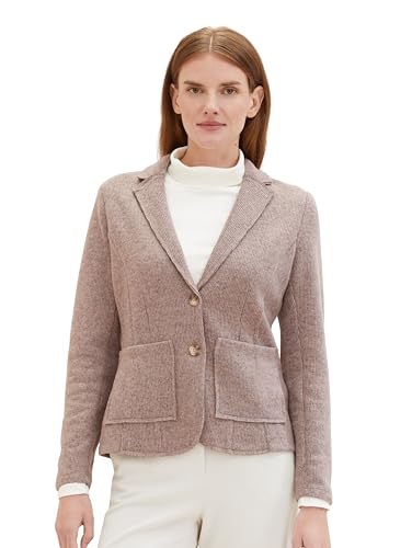 TOM TAILOR Damen Basic Cosy Blazer mit Taschen , dusty lilac melange, L von TOM TAILOR