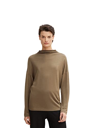 TOM TAILOR Damen Basic Sweatshirt mit Kragen 1035810, 18123 - Tarmac Khaki, XXS von TOM TAILOR