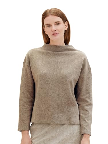 TOM TAILOR Damen Basic Sweatshirt mit Stehkragen , doeskin melange, XXXL von TOM TAILOR