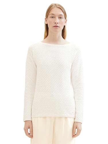 TOM TAILOR Damen Basic Sweatshirt mit Struktur, 10315 - Whisper White, S von TOM TAILOR