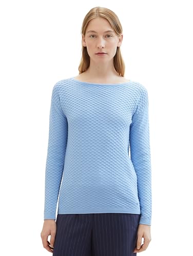 TOM TAILOR Damen Basic Sweatshirt mit Struktur, 34587 - Light Fjord Blue, XS von TOM TAILOR