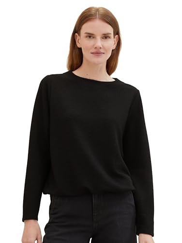 TOM TAILOR Damen Basic Sweatshirt mit Struktur, deep black, XXL von TOM TAILOR