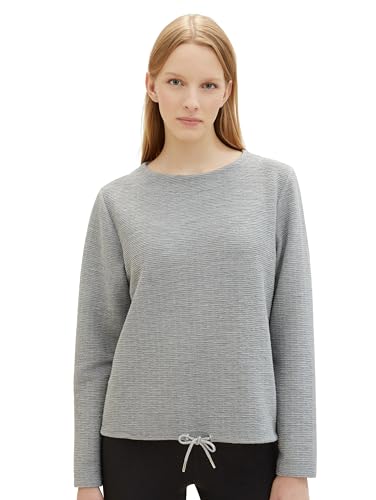 TOM TAILOR Damen Basic Sweatshirt mit Struktur, medium silver grey melange, XL von TOM TAILOR