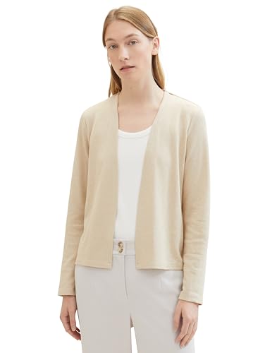 TOM TAILOR Damen Basic T-Shirt Cardigan, Sandy Beige Melange, M von TOM TAILOR