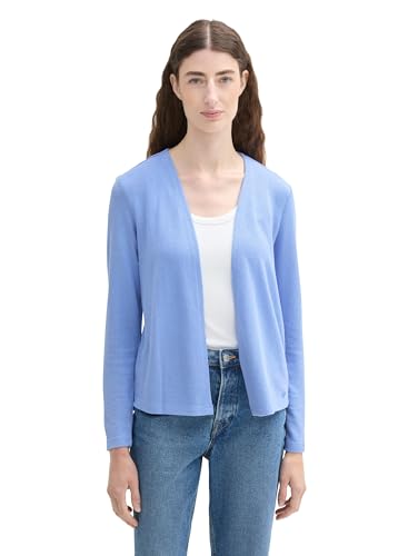 TOM TAILOR Damen Basic T-Shirt Cardigan, Calm Blue, XXL von TOM TAILOR