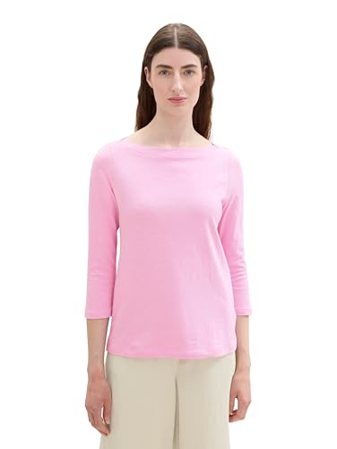 TOM TAILOR Damen Basic T-Shirt mit 3/4-Arm, 22578 - Powder Rose, S von TOM TAILOR