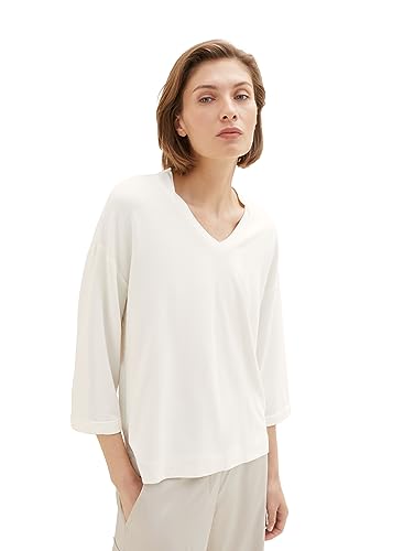 TOM TAILOR Damen 1038166 Basic T-Shirt mit 3/4-Arm & V-Ausschnitt, 10315-Whisper White, XL TOM TAILOR Damen 1038166 Basic T-Shirt mit 3/4-Arm & V-Ausschnitt, 10315-Whisper White, XL von TOM TAILOR