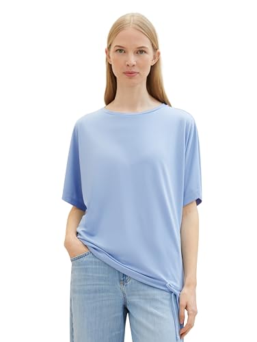 TOM TAILOR Damen Basic T-Shirt mit Rundhalsausschnitt, 34587 - Light Fjord Blue, L von TOM TAILOR
