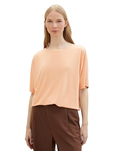 TOM TAILOR Damen Basic T-Shirt mit Rundhalsausschnitt, 34891 - Light Coral, L von TOM TAILOR