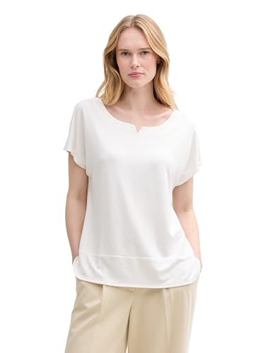TOM TAILOR Damen Basic T-Shirt mit weitem Rundhalsausschnitt, 10315 - Whisper White, XS von TOM TAILOR