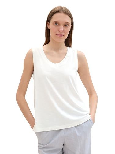 TOM TAILOR Damen Basic Tanktop, Whisper White, XXL von TOM TAILOR