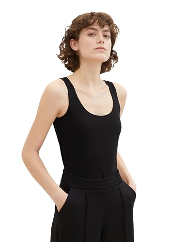 TOM TAILOR Damen Basic Top, 14482 - Deep Black, XL von TOM TAILOR