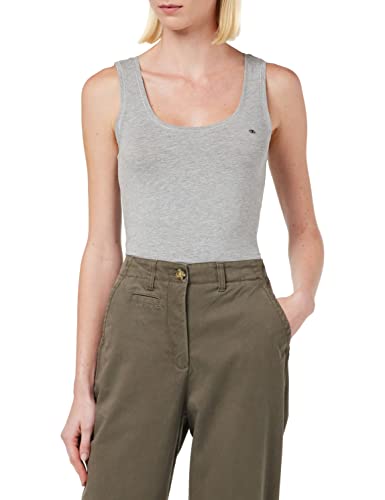 TOM TAILOR Damen Basic Top mit Logo-Stickerei 1032034, 11282 - Silver Grey Melange, S von TOM TAILOR