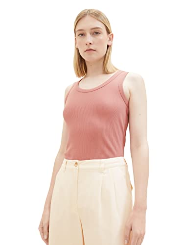 TOM TAILOR Damen 1038049 Basic Top mit Rippstruktur, 32224-fading Rose, XL von TOM TAILOR