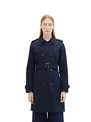 TOM TAILOR Damen Basic Trenchcoat mit Gürtel, 10668 - Sky Captain Blue, L von TOM TAILOR