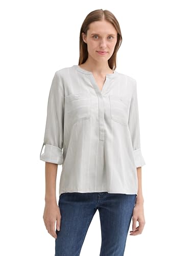 TOM TAILOR Damen Bluse im Streifen-Muster, 36620 - Grey Lurex Stripe, 38 von TOM TAILOR