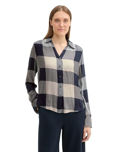 TOM TAILOR Damen Bluse mit Karomuster, 36218 - Blue Check Design, 40 von TOM TAILOR