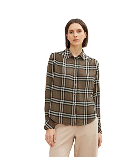 TOM TAILOR Damen Bluse mit Karomuster 1034025, 30823 - Tarmac Small Check Woven, 40 von TOM TAILOR