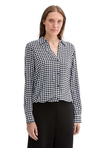 TOM TAILOR Damen Bluse mit Kragen, 36888 - Black Geometric Minimal, 38 von TOM TAILOR