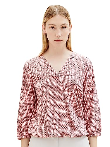 TOM TAILOR Damen 1039781 Bluse mit Muster & V-Ausschnitt, 32366-rose Geometrical Design, 38 von TOM TAILOR