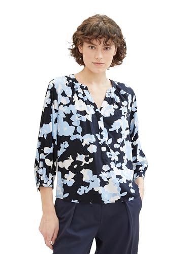TOM TAILOR Damen Tunica Bluse mit Muster, 34757 - Blue Cut Floral Design, 34 von TOM TAILOR