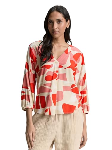 TOM TAILOR Damen 1046190 Bluse, 37799-Red Dots and Shapes Design, 46 von TOM TAILOR