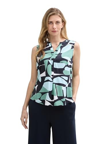 TOM TAILOR Damen 1045253 Bluse, 37800-Green Dots and Shapes Design, 34 von TOM TAILOR