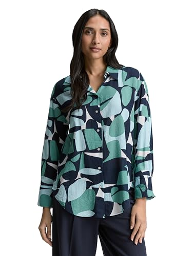 TOM TAILOR Damen 1046193 Bluse, 37800-Green Dots and Shapes Design, 38 von TOM TAILOR