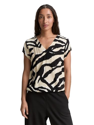 TOM TAILOR Damen 1046216 Bluse, 38070-Abstract Beige Zebra, 36 von TOM TAILOR