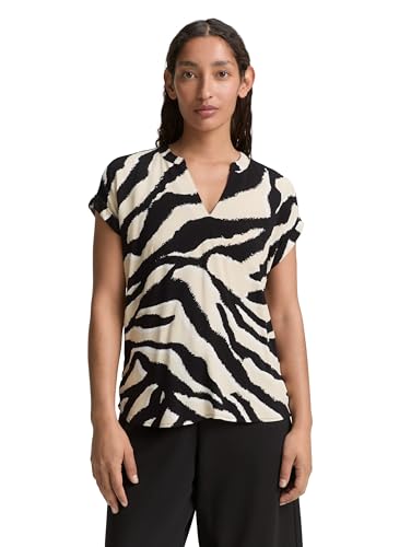 TOM TAILOR Damen 1046212 Bluse, 38070-Abstract Beige Zebra, 36 von TOM TAILOR