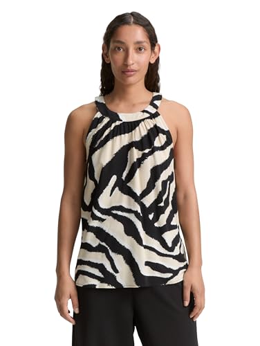TOM TAILOR Damen 1046213 Bluse, 38070-Abstract Beige Zebra, 36 von TOM TAILOR