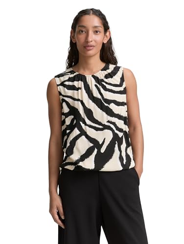 TOM TAILOR Damen 1046215 Bluse, 38070-Abstract Beige Zebra, 36 von TOM TAILOR