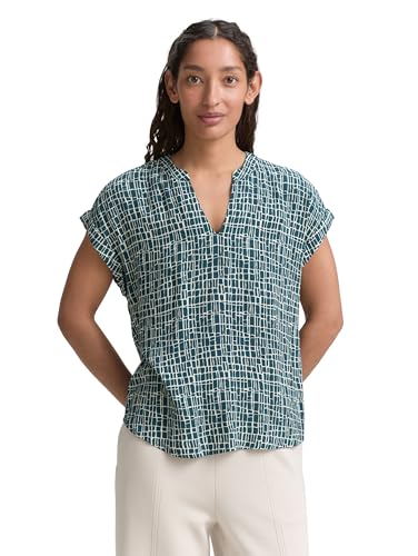 TOM TAILOR Damen 1046212 Bluse, 38116-Abstract Tel Green Grid Design, 38 von TOM TAILOR