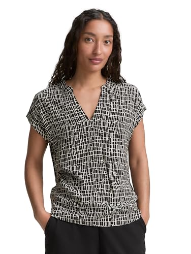 TOM TAILOR Damen 1046212 Bluse, 38117-Abstract Black Grid Design, 36 von TOM TAILOR