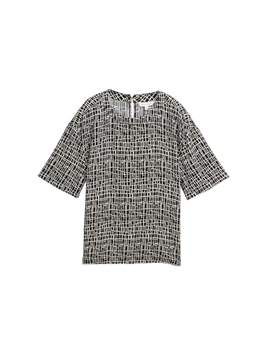 TOM TAILOR Damen 1046320 Bluse, 38117-Abstract Black Grid Design, 36 von TOM TAILOR