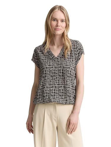 TOM TAILOR Damen 1046216 Bluse, 38117-Abstract Black Grid Design, 38 von TOM TAILOR