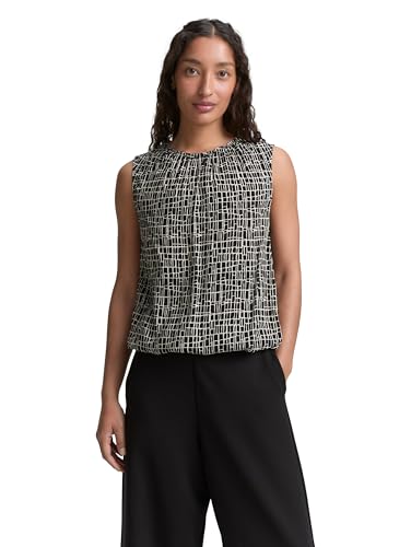 TOM TAILOR Damen 1046215 Bluse, 38117-Abstract Black Grid Design, 44 von TOM TAILOR