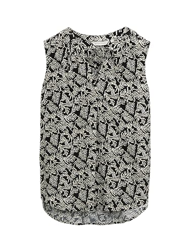 TOM TAILOR Damen 1047205 Bluse, 38255-Black Champagne Palm Design, 38 von TOM TAILOR