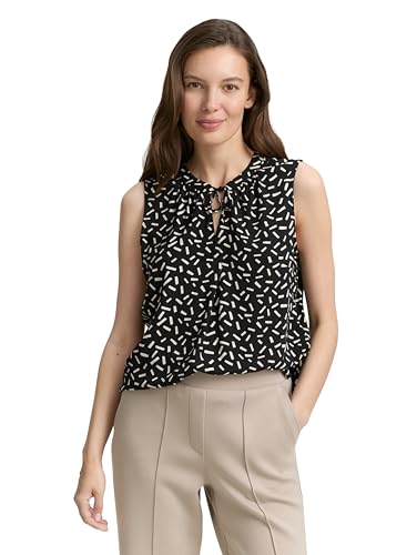 TOM TAILOR Damen 1047205 Bluse, 38311-Black Champagne Minimal, 46 von TOM TAILOR