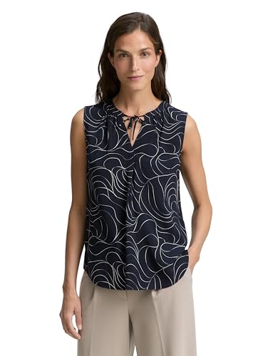TOM TAILOR Damen 1047205 Bluse, 38312-Blue Beige Whirl Design, 42 von TOM TAILOR