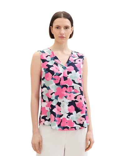 TOM TAILOR Damen Blusen Top mit Muster , pink colorful floral design, 38 von TOM TAILOR