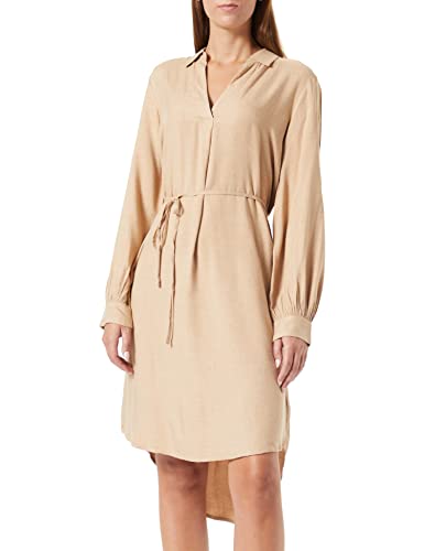 TOM TAILOR Damen Blusenkleid mit Bindegürtel 1032520, 30263 - Soft Light Camel Melange, 38 von TOM TAILOR