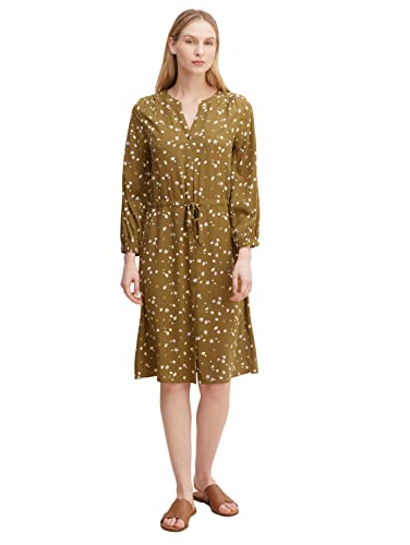 TOM TAILOR Damen Blusenkleid mit Print 1030891, 29156 - Olive Small Floral Design, 38 von TOM TAILOR