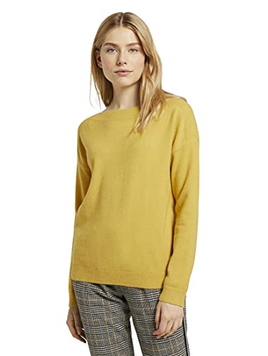 TOM TAILOR Damen Boatneck Pullover, 24567-California Sand Melange, XS von TOM TAILOR