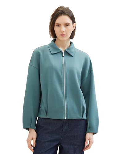 TOM TAILOR Damen Bomber Sweatjacke, 10697 - Sea Pine Green, L von TOM TAILOR