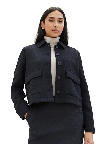TOM TAILOR Damen Bouclé Blazer Jacke, 34791 - Navy Blue Boucle, 46 von TOM TAILOR